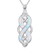 wholesale Irish Celtic Knot Necklace 925 Sterling Silver Opal Pendant Necklace Celtic Irish Jewelry Christmas Gifts For Women -color_name:2-White Gold Celtic Kont