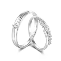 TOUPOP Sterling Silver Moissanite Couples Rings Wedding Band Sets-style_name:A Moissanite Wedding Ring Set