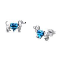 wholesale TOUPOP Giraffe/highland Cow/sloth/panda/elephant/cat/dachshund/owl/bat Crystal Stud Earrings 925 Sterling Silver Animals Earrings For Women Anniversary Birthday Halloween Christmas Gifts For Her -style_name:Dachshund