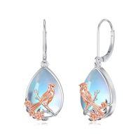 wholesale Lotus Chakra/axolotl/hummingbird/sea Turtle Earrings For Women S925 Sterling Silver Lotus Cute Animals Jewelry Dangle Drop Earrings For Women Christmas Birthday Gifts -style_name:Bird-Moonstone