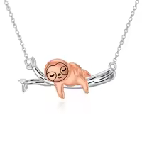 TOUPOP Sterling Silver Stone Animal Pendant Necklace for Women-style_name:Limb Sloth