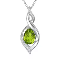 TOUPOP 925 Sterling Silver Teardrop Birthstone Necklace Infinity Love Jewelry Gift-color_name:08-August-Peridot