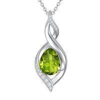 wholesale Birthstone Necklace For Women Teardrop Necklaces 925 Sterling Silver Infinity Love Jewelry Birthday Christmas Gifts For Women Mom Wife Girlfriend -color_name:08-August-Peridot