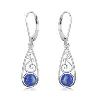 wholesale Teardrop Earrings For Women Celtic Filigree Drop Earrings Sterling Silver Leverback Earrings Jewelry Christmas Gifts For Women Her -style_name:Lapis Lazuli