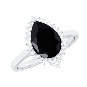 F Black Onyx Moissanite Ring