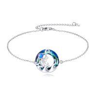 wholesale TOUPOP Sea Turtle/mermaid/dolphin/shell/starfish/conch/seahorse Bracelet For Women Sterling Silver Ocean Bracelet With Crystal Ocean Beach Charm Jewelry Birthday Christmas Gifts -style_name:Style 2-Octopus-Blue Crystal-Ocean Waves