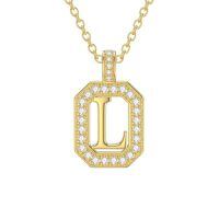 TOUPOP 14K Gold Moissanite Initial Letter Pendant Necklace-style_name:L