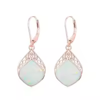 TOUPOP Sterling Silver Gemstone Celtic Knot Leverback Earrings-color_name:1-Opal Rose Gold