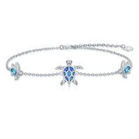 wholesale TOUPOP Sterling Silver Butterfly Bracelet Anklet Created Opal Butterfly Jewelry Gifts For Women Birthday Christmas Day Gifts -style_name:3-Sea Turtle