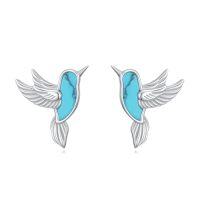 wholesale TOUPOP Yoga Lotus/tree Of Life/sea Turtle/butterfly/celtic Knot/elephant Stud Earrings Moonstone Earrings Jewelry Gifts For Women Birthday -style_name:10-Turquoise Hummingbird