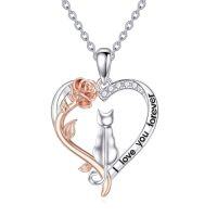 wholesale TOUPOP Christmas Gifts Cute Animal Necklace For Women 925 Sterling Silver Animal Jewelry Brithday Christmas Gift -style_name:Style 1-Cat