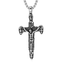 TOUPOP Stainless Steel Zircon Gothic Cross Pendant Necklace for Men-color_name:Goth Cross 5