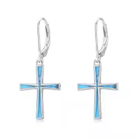 TOUPOP Sterling Silver Turquoise Cross Dangle Earrings for Women-style_name:Origami