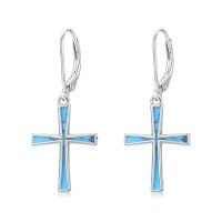 wholesale Turquoise Cross Earrings For Women Sterling Silver Turquoise Dangle Earrings Cross Jewelry Christmas Gifts For Women Mom Her -style_name:Origami