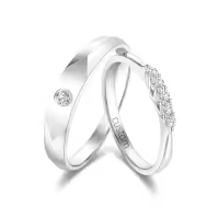 TOUPOP Sterling Silver Moissanite Couples Rings Wedding Band Sets-style_name:F Moissanite Wedding Ring Set