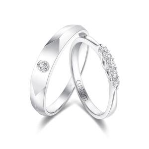 F Moissanite Wedding Ring Set