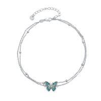 wholesale Ankle Bracelets For Women 925 Sterling Silver Layered Sea Turtles/elephant/wave/cross Anklet Summer Ocean Beach Jewelry Christmas Gifts For Women -style_name:6-Butterfly