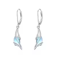 TOUPOP Sterling Silver Gemstone Oval Dangle Drop Earrings for Women-color_name:Moonstone