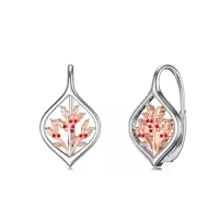 TOUPOP Sterling Silver Flower Leverback Earrings For Women Teens Birthday-style_name:L-December