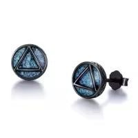 TOUPOP Sterling Silver Black Turquoise Celtic Knot Viking Stud Earrings-style_name:AA