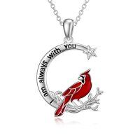 wholesale TOUPOP Cardinal Necklace For Women 925 Sterling Silver Red Cardinal Pendant Necklace Sympathy Memorial Jewelry Christmas Gifts For Women Mom Her -style_name:1-Moon Cardinal