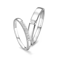 TOUPOP 925 Sterling Silver Diamond Personalized Wedding Band Set For Couples-style_name:A Wedding Ring Set