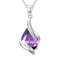 wholesale Birthstone Necklace For Women 925 Sterling Silver Teardrop Pendant Fine Jewelry Birthday Christmas Gifts For Women Her Wife Girlfriend -color_name:02-February-Amethyst