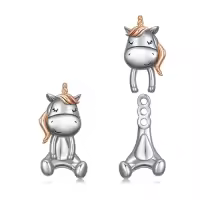 TOUPOP 925 Sterling Silver Stud Earrings Hippo Frog Cow Axolotl Elephant Jewelry Gifts-style_name:Unicorn