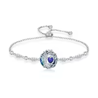 TOUPOP Sterling Silver Austrian Crystal Tree Of Life Birthstone Bracelet-color_name:09-Sep-Sapphire