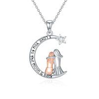 wholesale TOUPOP Christmas Gifts For Sisters From Sisters/brothers 925 Sterling Silver Heart/moon Pendant Always My Sister Forever My Friend Birthday Gifts For Sister -style_name:Moon
