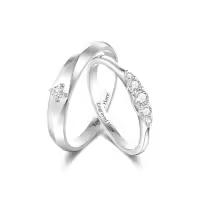 TOUPOP 925 Sterling Silver/10k/14k/18k Gold Moissanite Personalized Wedding Couples Rings Set-style_name:H Wedding Ring Set