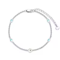 TOUPOP Sterling Silver Mustard Seeds Natural Stone Bracelet Women's Jewelry Gift-style_name:Moonstone