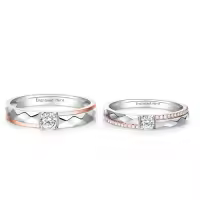 TOUPOP Sterling Silver Moissanite Couples Rings Wedding Band Sets-style_name:F Moissanite Wedding Ring Set