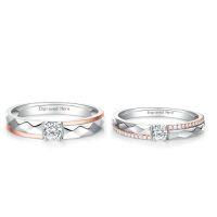 wholesale TOUPOP Personalized Engraved Moissanite Couples Rings Wedding Band Sets For Him And Her Sterling Silver Engagement Ring Wedding Anniversary Valentine's Day 10k 14k 18k -style_name:F Moissanite Wedding Ring Set