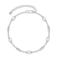 wholesale Anklet Bracelet For Women 925 Sterling Silver Natural Stone Chain Ankle Bracelet Beach Summer Fine Jewelry Birthday Christmas Gifts For Women Her Mom -color_name:Z-Heart Opal,size_name:Bracelet 7"-9"