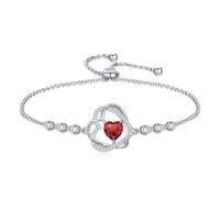 wholesale TOUPOP Heart Birthstone Bracelet 925 Sterling Silver Double Heart Bracelet Love You For Always And Forever Jewelry Anniversary Birthday Christmas Gifts For Women Wife Her -color_name:01-January-Garnet