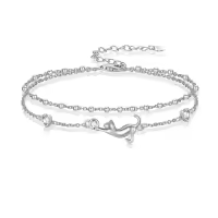 TOUPOP 925 Sterling Silver Sea Turtles Elephant Wave Cross Anklet-style_name:24-Cat