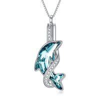 wholesale TOUPOP Dolphin Gifts For Women Sterling Silver Dolphin Crystal Pendant Necklace Jewelry Gifts For Women Mom On The Birthday Beach Mothers Day Graduation -style_name:dolphin urn necklace