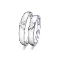 TOUPOP Sterling Silver Moissanite Couples Rings Set Engraved Name-style_name:D Moissanite Wedding Band Sets