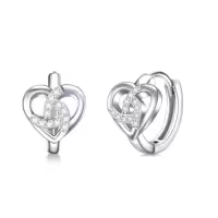 TOUPOP 925 Sterling Silver Celtic Knot Triangle Huggie Hoop Earrings Irish Gifts-style_name:Heart Celtic Earring