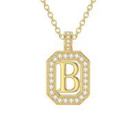 TOUPOP 14K Gold Moissanite Initial Letter Pendant Necklace-style_name:B
