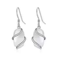TOUPOP 925 Sterling Silver Gemstone Dainty Drop Earrings-color_name:Dangle-Mother of Pearl