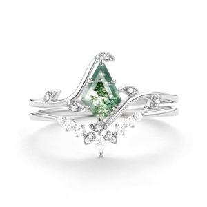 B Moss Agate Moissanite Ring