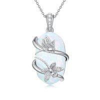 wholesale Opal Koala/panda/sloth/black Cat/cardinal/unicorn/owl/hummingbird/dragonfly/butterfly/bee Necklace 925 Sterling Silver Opal 2 Animal Pendant Jewelry Birthday Christmas Gifts Women Sister Mom -style_name:2 Dragonfly
