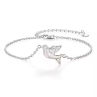 TOUPOP Sterling Silver Opal Butterfly Phoenix Dove Dragonfly Hummingbird Bracelet-style_name:Dove