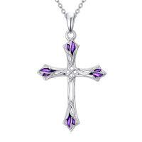 wholesale Cross Necklace For Women 925 Sterling Silver Celtic Knot Cross Pendant With Abalone Shell Religious Jewelry Gifts For Women -style_name:Tulip