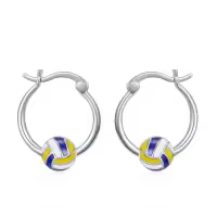 TOUPOP Sterling Silver Softball Golf Volleyball Soccer Football Basketball Hoop Earrings Sports Jewelry-style_name:E-Volleyball