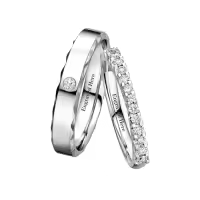 TOUPOP Sterling Silver/10k/14k/18k Moissanite Engraved Wedding Ring Set For Couples-style_name:C Moissanite Wedding Ring Set
