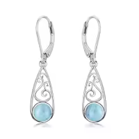 TOUPOP Sterling Silver Celtic Filigree Teardrop Leverback Earrings-style_name:Larimar