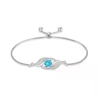 TOUPOP 925 Sterling Silver Birthstone Infinity Bracelet Dainty Fine Jewelry-color_name:12-Dec.-Turquoise